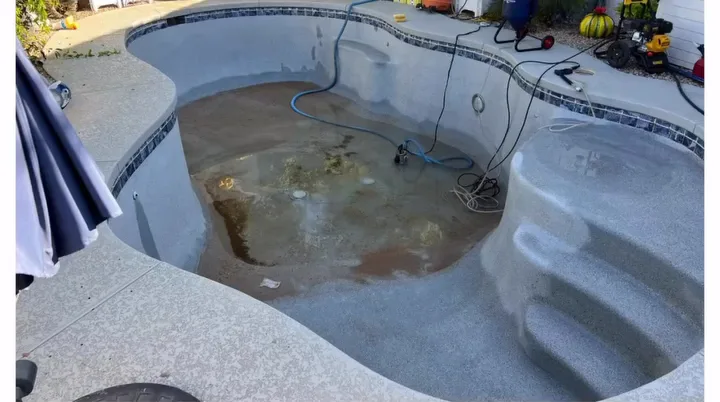Pool drained for a chlorine wash